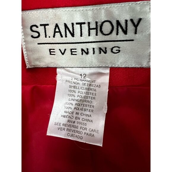 St Anthony Evening Womens Blazer Jacket Red Buttons Lined Sequin Collarless 12 - Picture 12 of 12